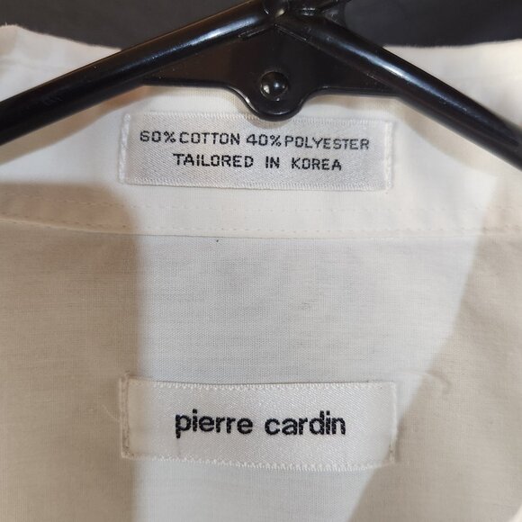 Pierre Cardin L/S Button Up Dress Shirt White Sz L 16"-16 1/2" 34/35 - Picture 2 of 4